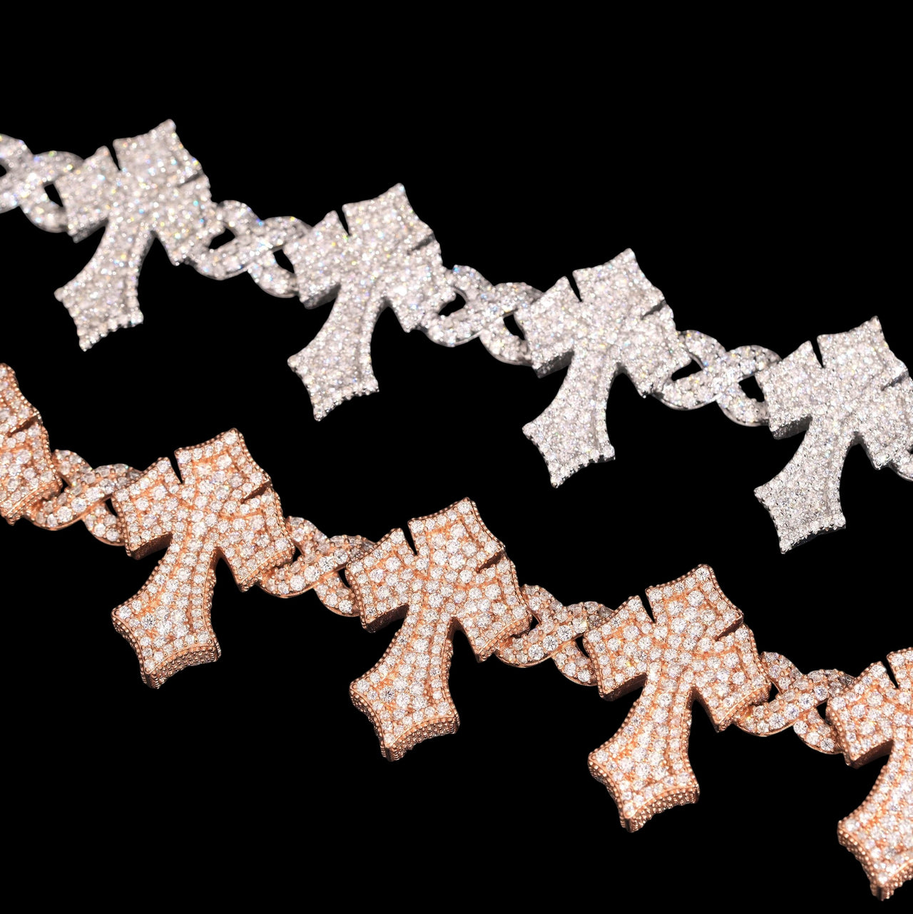 Pulsera de oro de 14k con diamante Infinity Cross cultivado en laboratorio