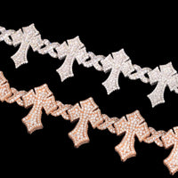 Pulsera de oro de 14k con diamante Infinity Cross cultivado en laboratorio