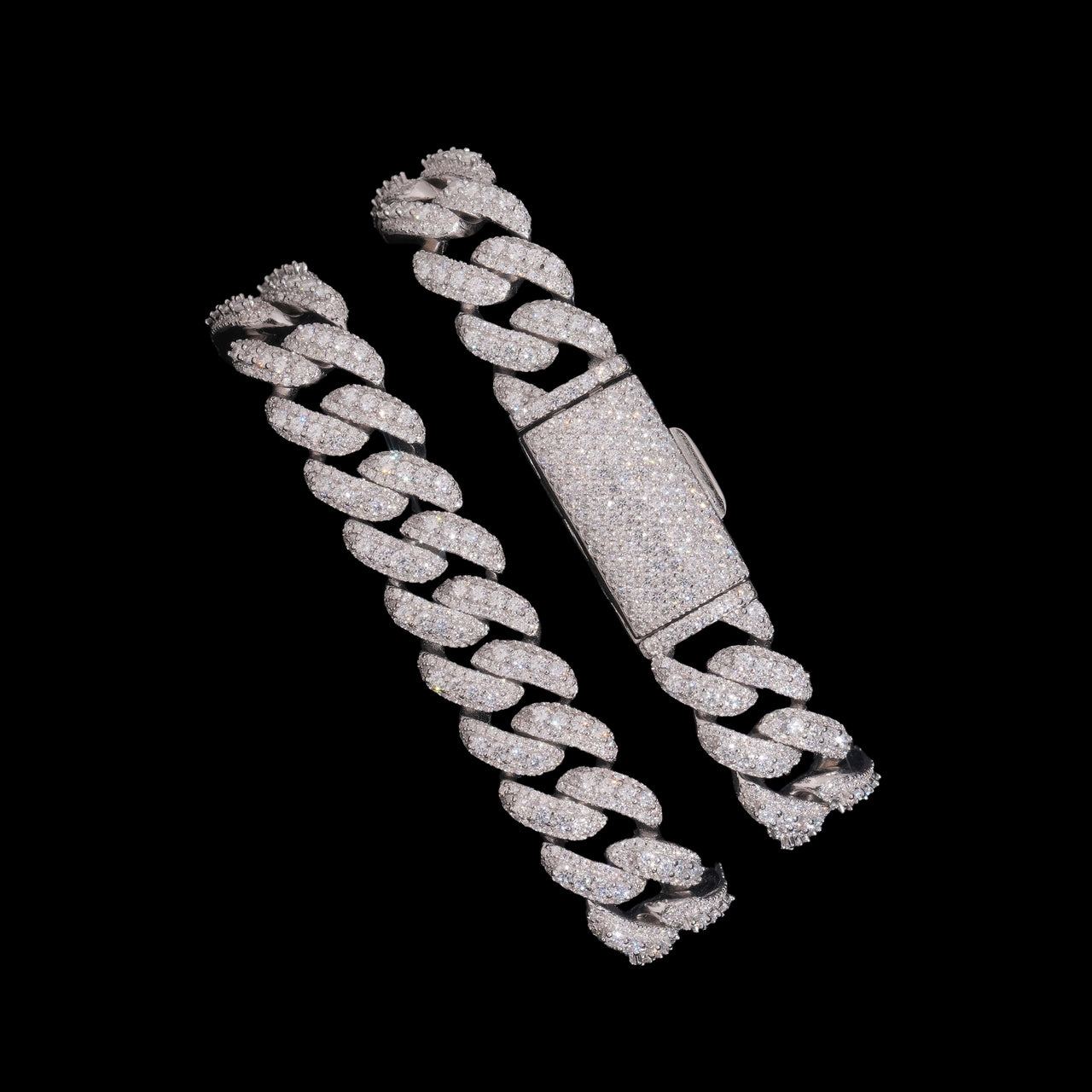 16mm Moon Shaped Cuban Link Lab Diamond Bracelet – 14k Gold