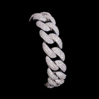 Pulsera de eslabones cubanos de 18 mm con incrustaciones de mosaico y diamantes de laboratorio – Oro de 14k