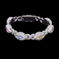 Pulsera de Ojo Turco Multicolor con Diamantes de Laboratorio Infinity – Oro de 14k