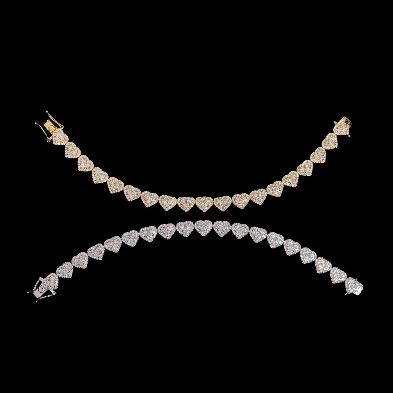 Pulsera de oro de 14 quilates con diamante de laboratorio con forma de corazón para mujer