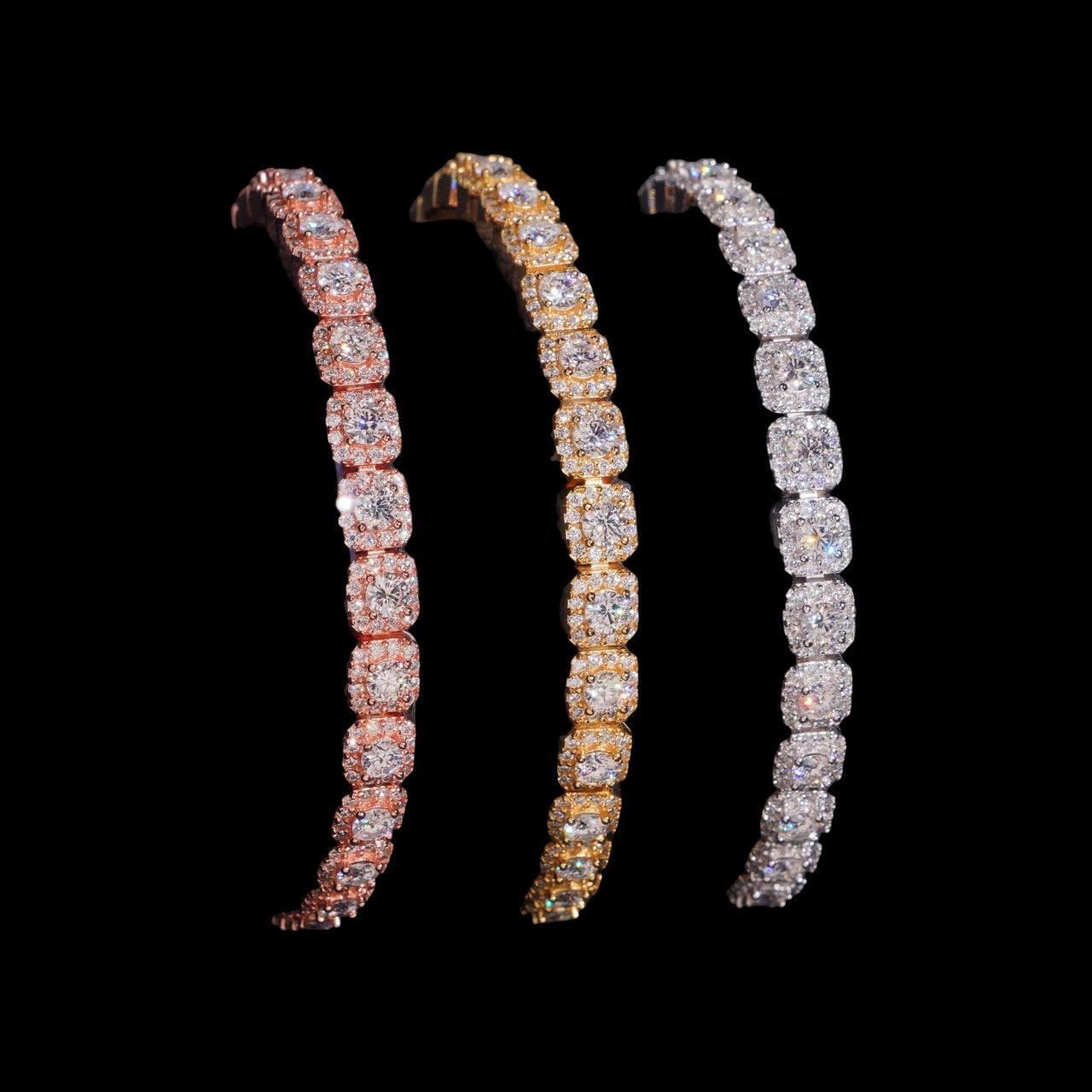 Pulsera de tenis con diamantes de laboratorio cuadrados – Oro de 14k
