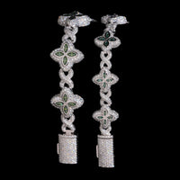 Pulsera con diamantes de laboratorio Marquise Clover Infinity verdes – Oro de 14k
