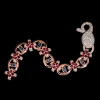 Brazalete con Diamantes de Laboratorio en Forma de Flor Multicolor Infinita – Oro de 14k