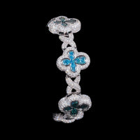 Pulsera de oro de 14 quilates con diamantes de laboratorio en forma de pera, trébol verde, infinito
