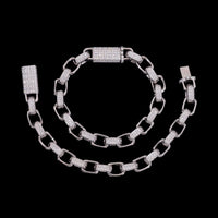 Pulsera de eslabones pavé con diamantes de laboratorio totalmente helados en oro de 14k