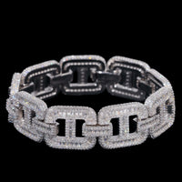 Pulsera de Eslabones de Baguette de 20 mm Gruesa con Diamantes de Laboratorio – Oro de 14k