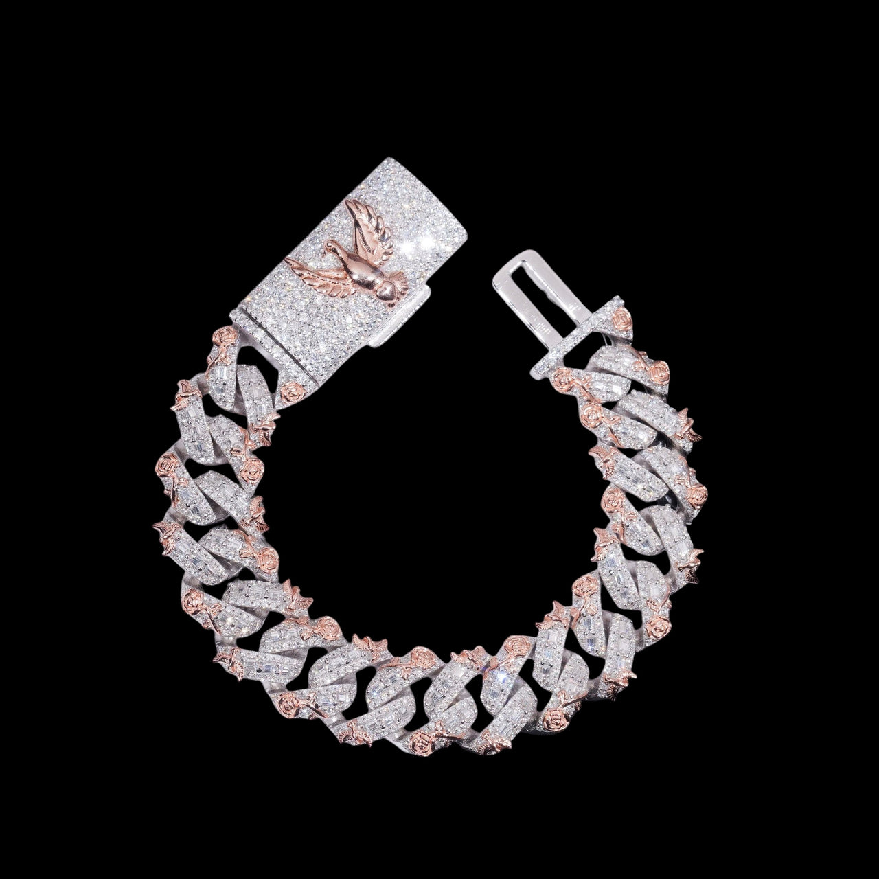 Pulsera Cubana con Eslabones Gruesos de 15 mm y Diamantes de Laboratorio – Oro de 14k