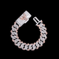Pulsera Cubana con Eslabones Gruesos de 15 mm y Diamantes de Laboratorio – Oro de 14k