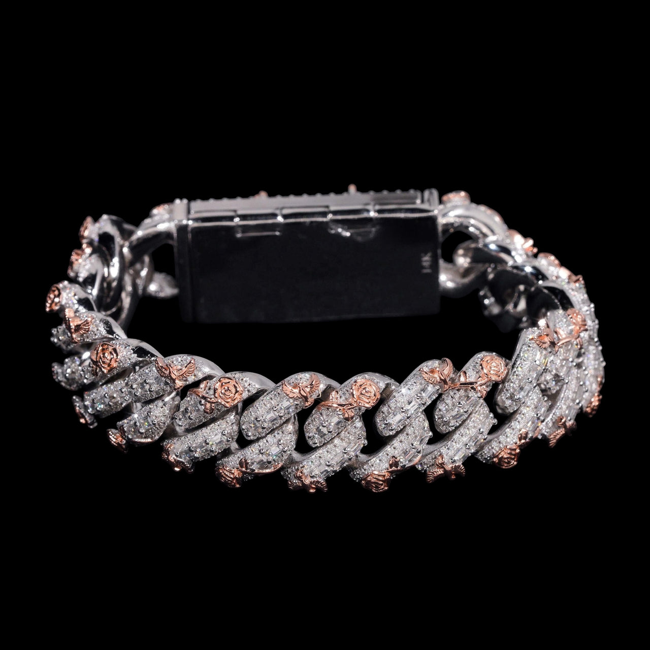Pulsera Cubana con Eslabones Gruesos de 15 mm y Diamantes de Laboratorio – Oro de 14k