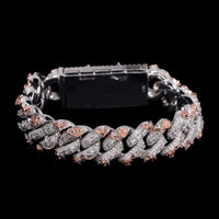 Pulsera Cubana con Eslabones Gruesos de 15 mm y Diamantes de Laboratorio – Oro de 14k