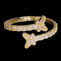 Brazalete con diamantes de laboratorio de mariposa y baguette – Oro de 14k