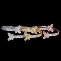 Brazalete con diamantes de laboratorio de mariposa y baguette – Oro de 14k