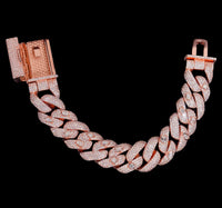 Pulsera de eslabones cubanos Multi Cut de 20 mm con diamantes de laboratorio – Oro de 14k
