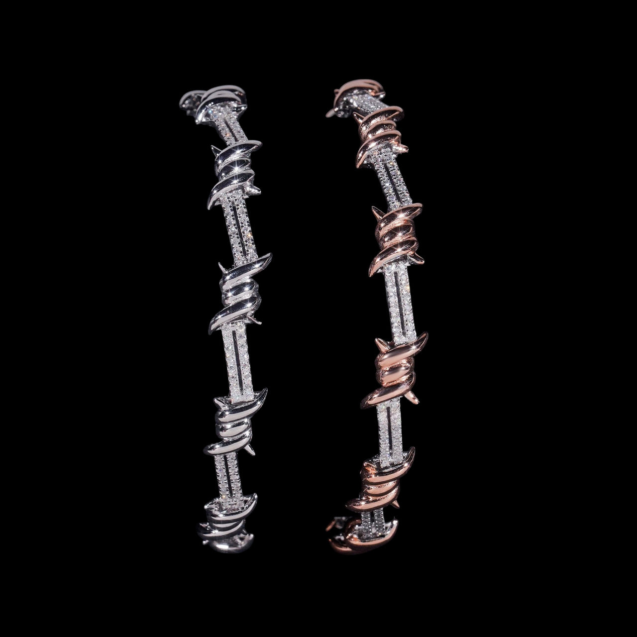 Pulsera de diamantes de laboratorio de alambre de púas – Oro de 14k