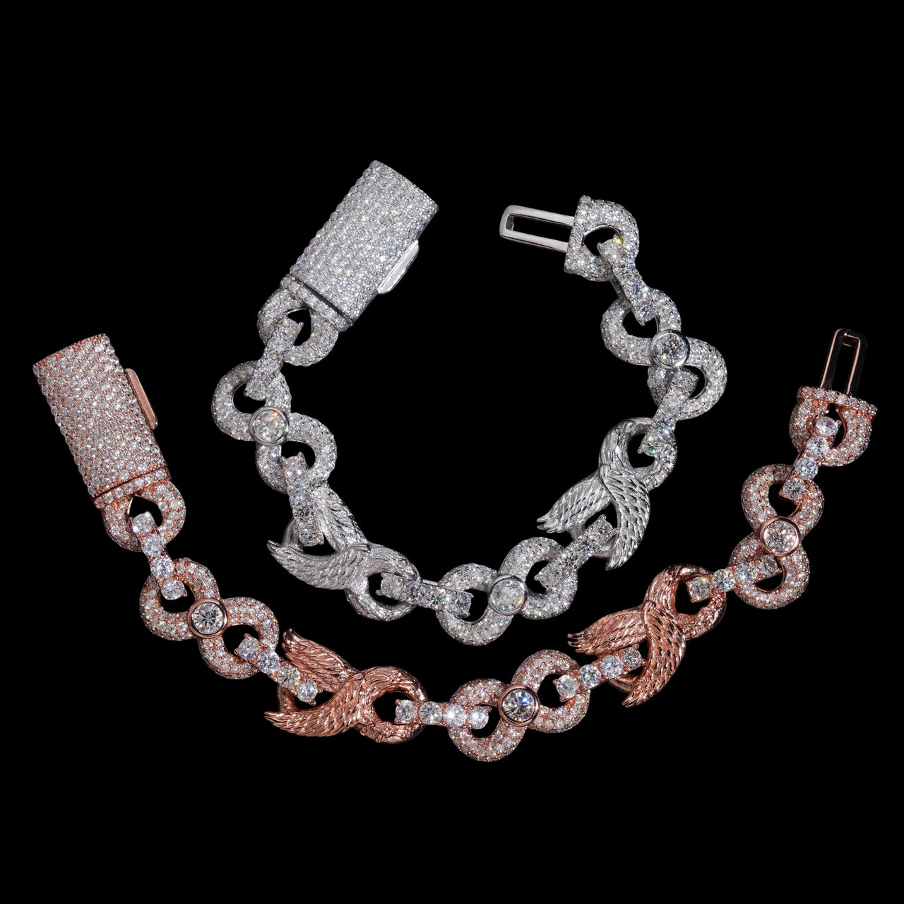 Pulsera de oro de 14k con diamante de laboratorio Infinito Alado