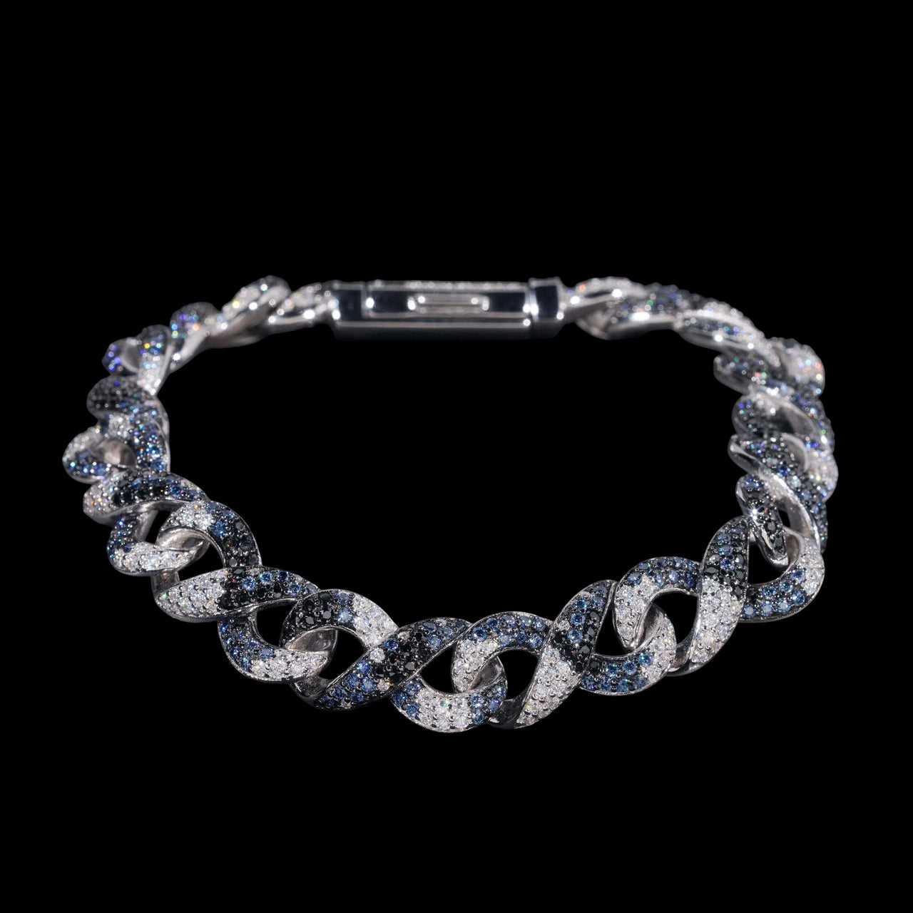 Brazalete Infinito de Diamantes Negros de Laboratorio Azules – Oro de 14k