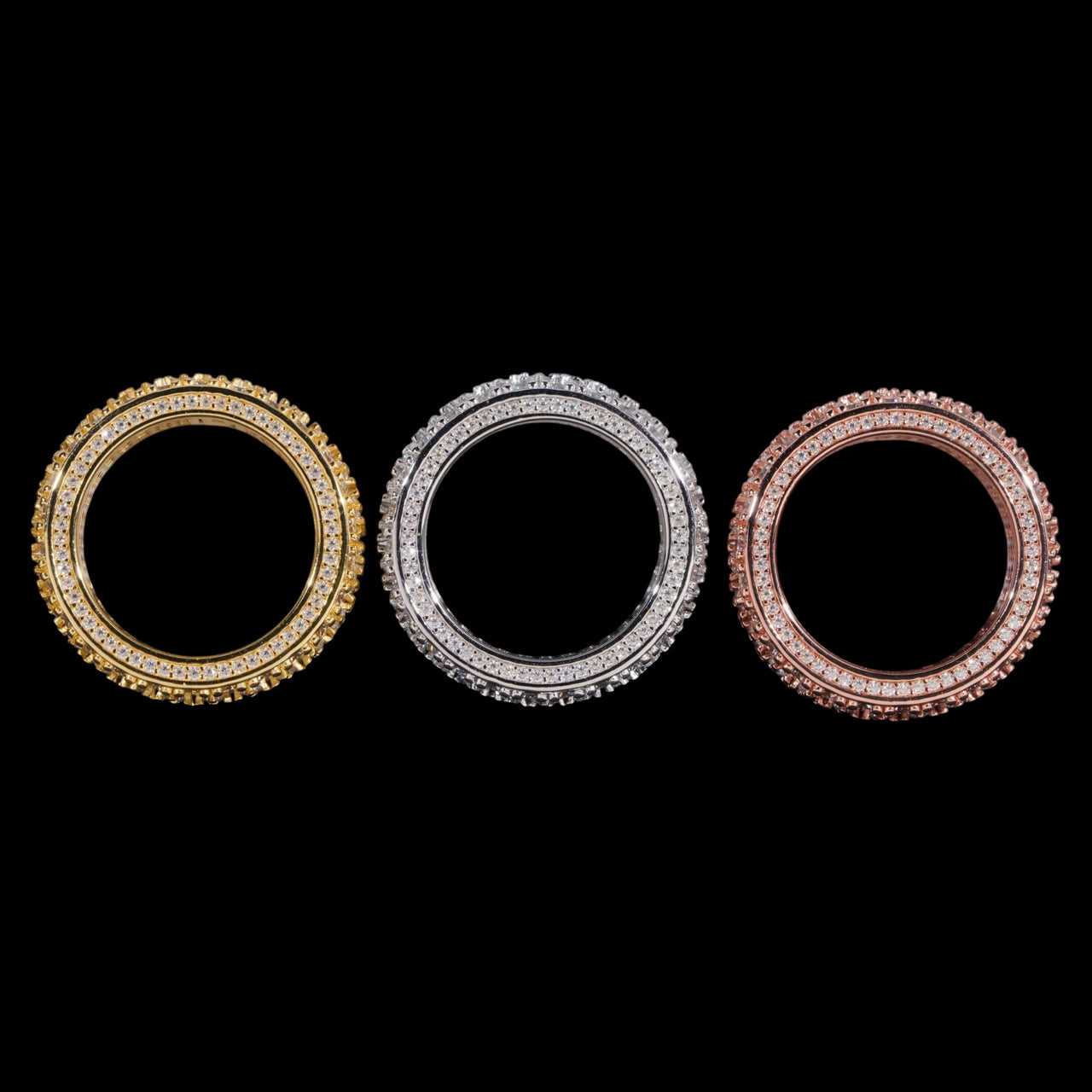 Anillo de Eternidad de Cúpula Gruesa Pavé de Diamantes Creados en Laboratorio – Oro de 14k