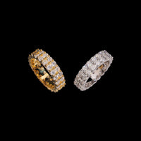 Anillo de eternidad de diamantes cultivados en laboratorio de 2 filas con puntero – Oro de 14k