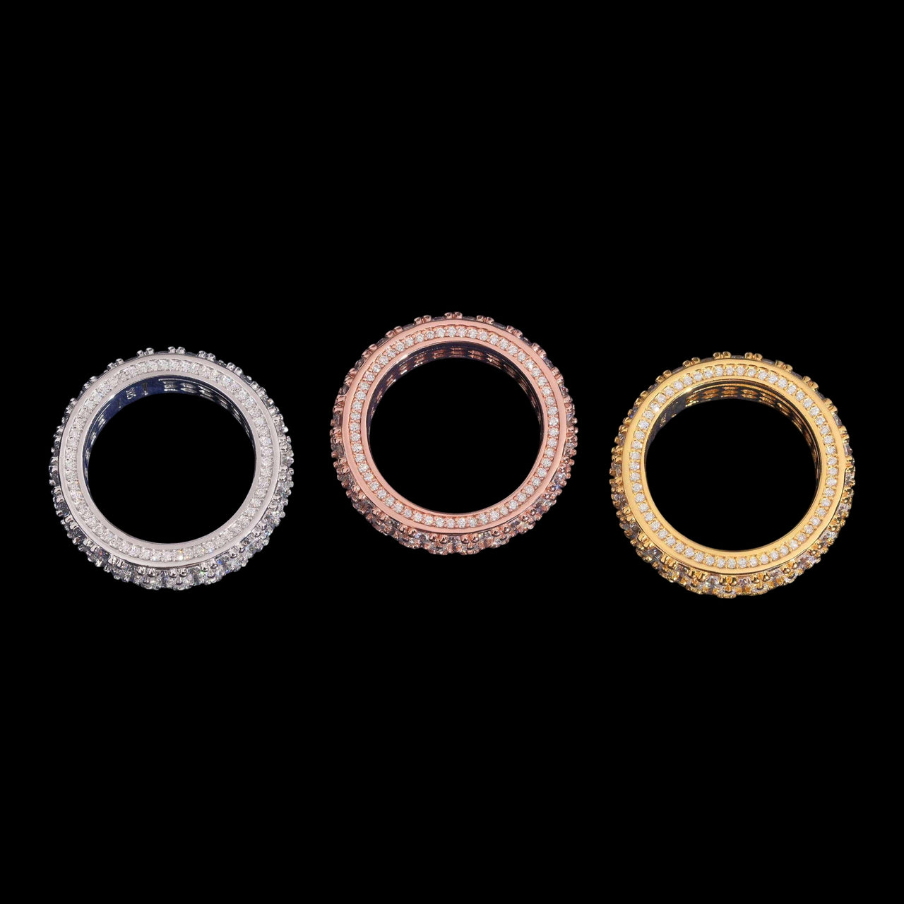 Anillo de eternidad pavé completo con diamantes creados en laboratorio – Oro de 14k