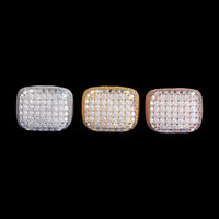 Anillo de diamantes cultivados de oro de 14k, diseño rectangular tipo baguette y pavé
