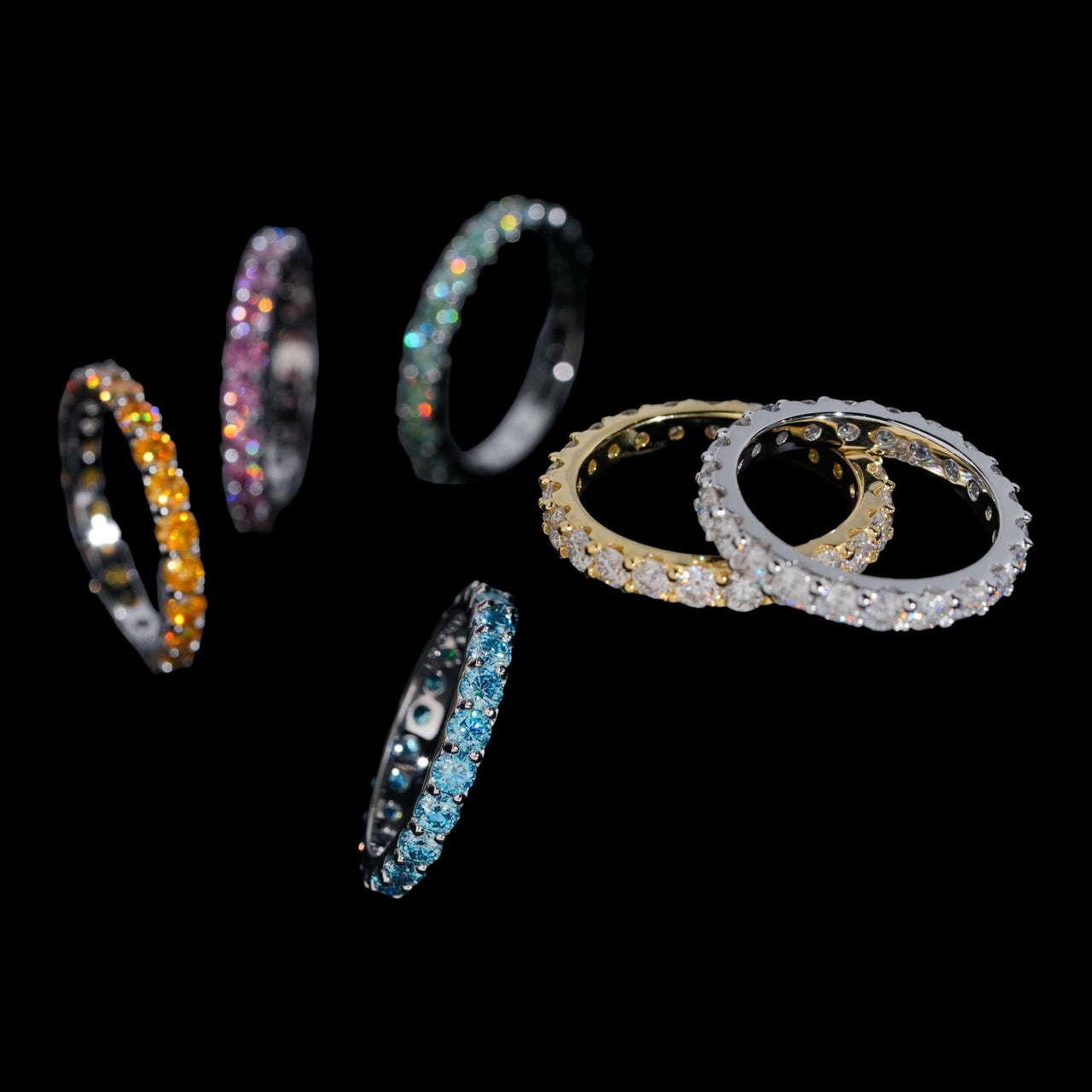Anillo de diamantes de laboratorio Eternity de varias filas – Oro de 14k