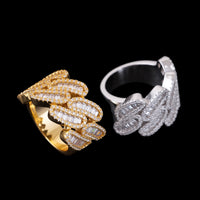 Anillo de Diamantes de Laboratorio con Baguettes y Eslabones Cubanos Pavé – Oro de 14k