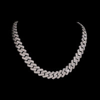 Collar Eslabones Cubanos Pavé Completo de 16MM Grueso – Diamante de Laboratorio Oro 14k