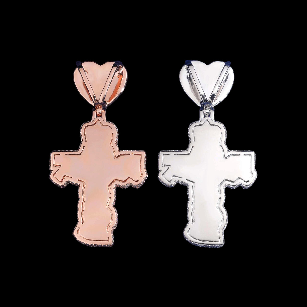 Colgante de cruz sólida multicolor con diamantes de laboratorio – Oro de 14k
