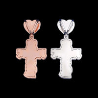 Colgante de cruz sólida multicolor con diamantes de laboratorio – Oro de 14k