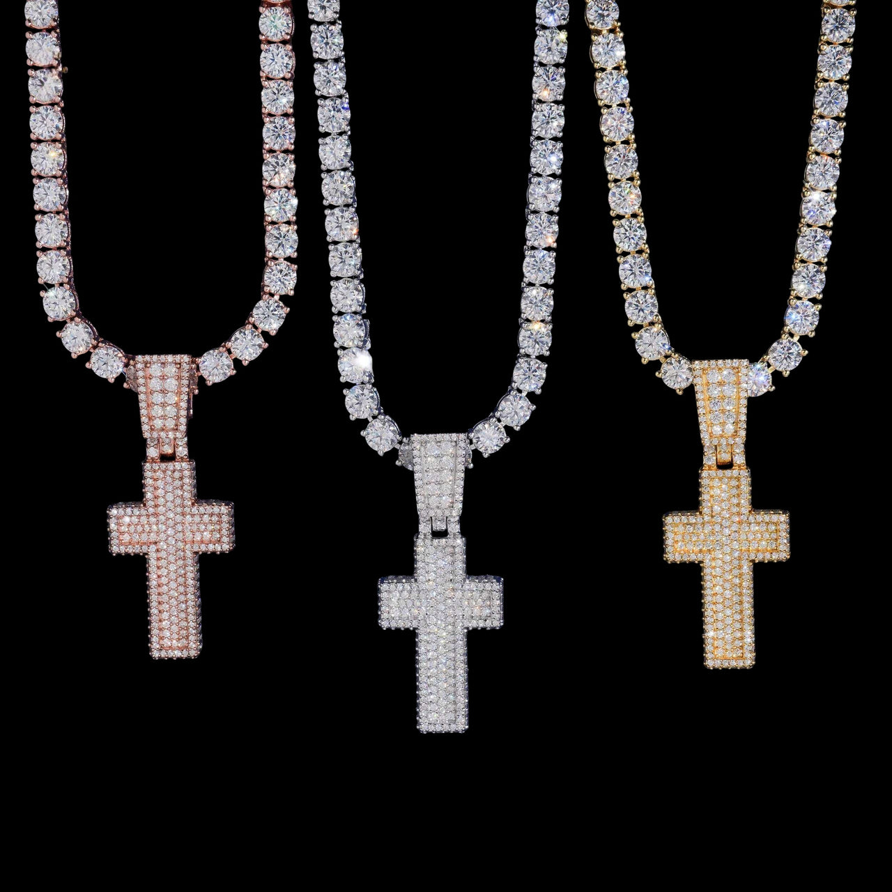 Colgante Cruz con Diamantes de Laboratorio – Oro de 14k