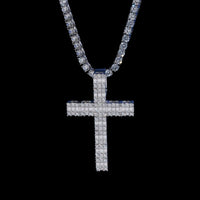 Colgante Cruz Baguette Sólido Diamante de Laboratorio – Oro de 14k