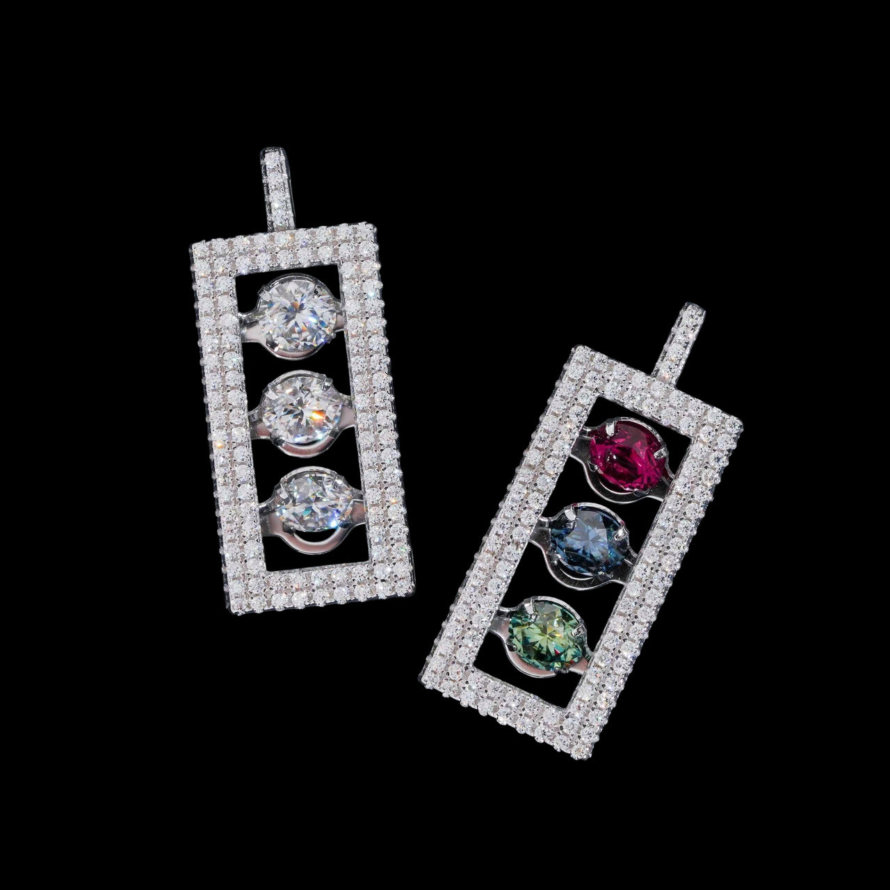 Colgante semáforo con diamante cultivado – Oro de 14k