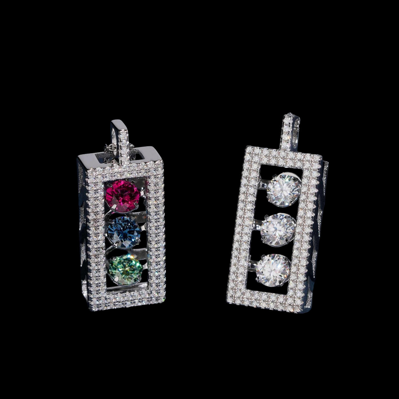 Colgante semáforo con diamante cultivado – Oro de 14k