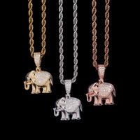 Colgante de elefante con diamante de laboratorio – Oro de 14k