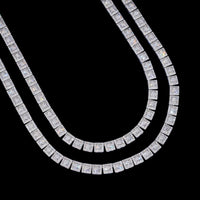 Square Link Full Pavé Tennis Chain Necklace – 14k Gold