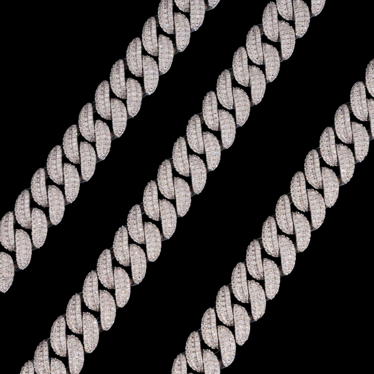 Collar de Eslabones Cubanos Pavé Completo de 13 mm – Oro de 14k