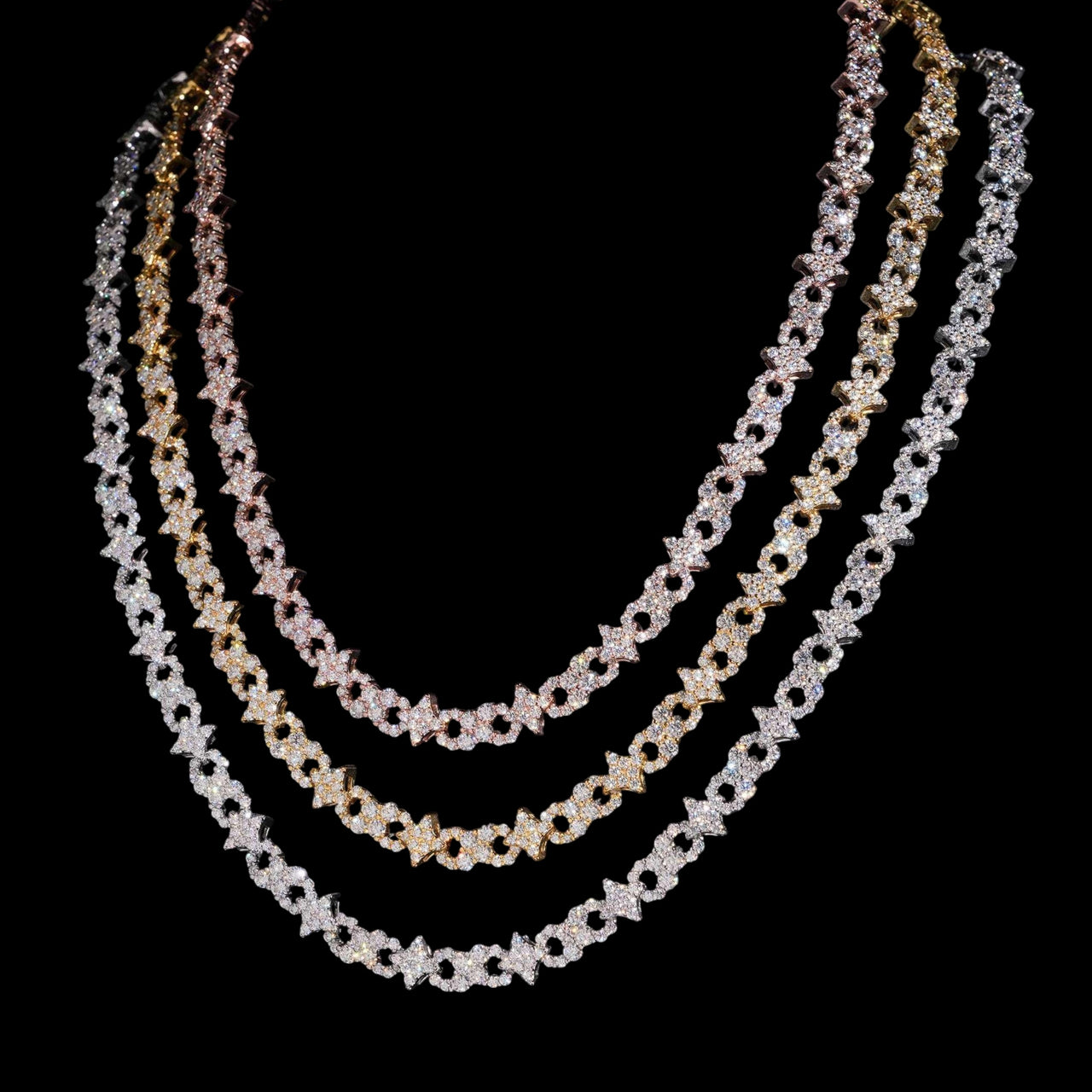 Collar Pavé de Eslabones Infinitos con Estrella – Oro de 14k
