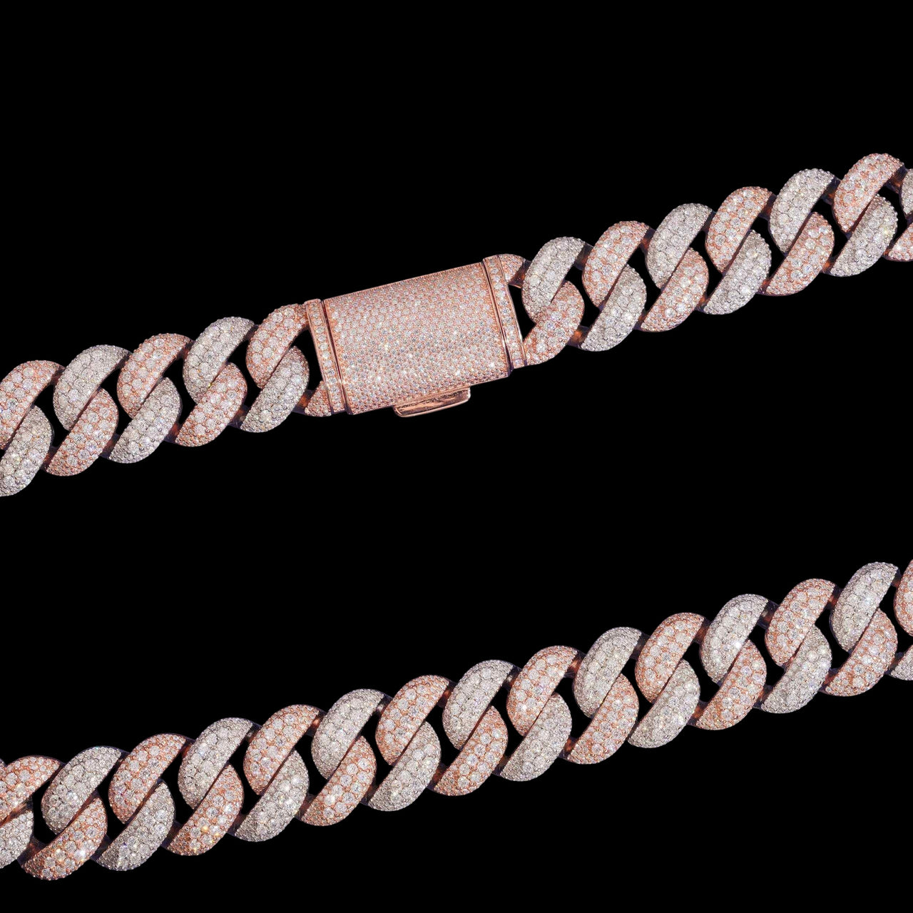 Cadena cubana con eslabones engastados Big Boy de 22 mm - Oro de 14k