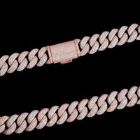 Cadena cubana con eslabones engastados Big Boy de 22 mm - Oro de 14k
