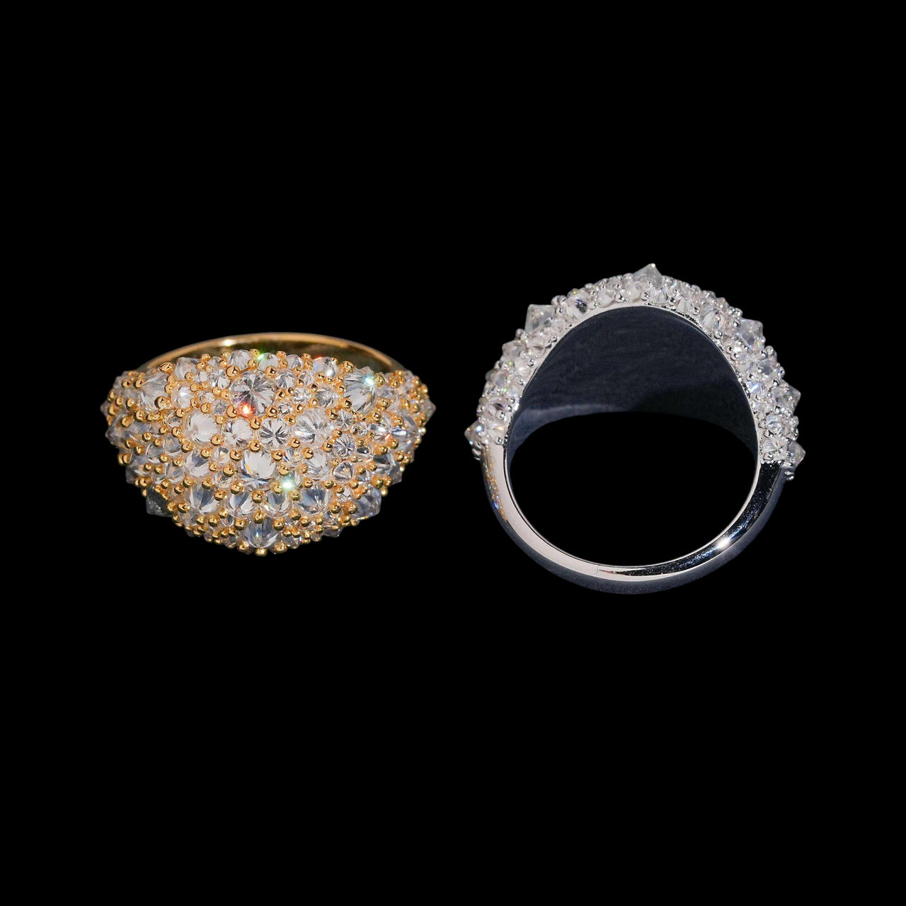 Anillo cúpula pavé invertida con diamante creado en laboratorio – Oro de 14k