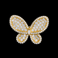 Anillo de oro de 14k con diamantes de laboratorio talla marquesa en pavé y forma de mariposa