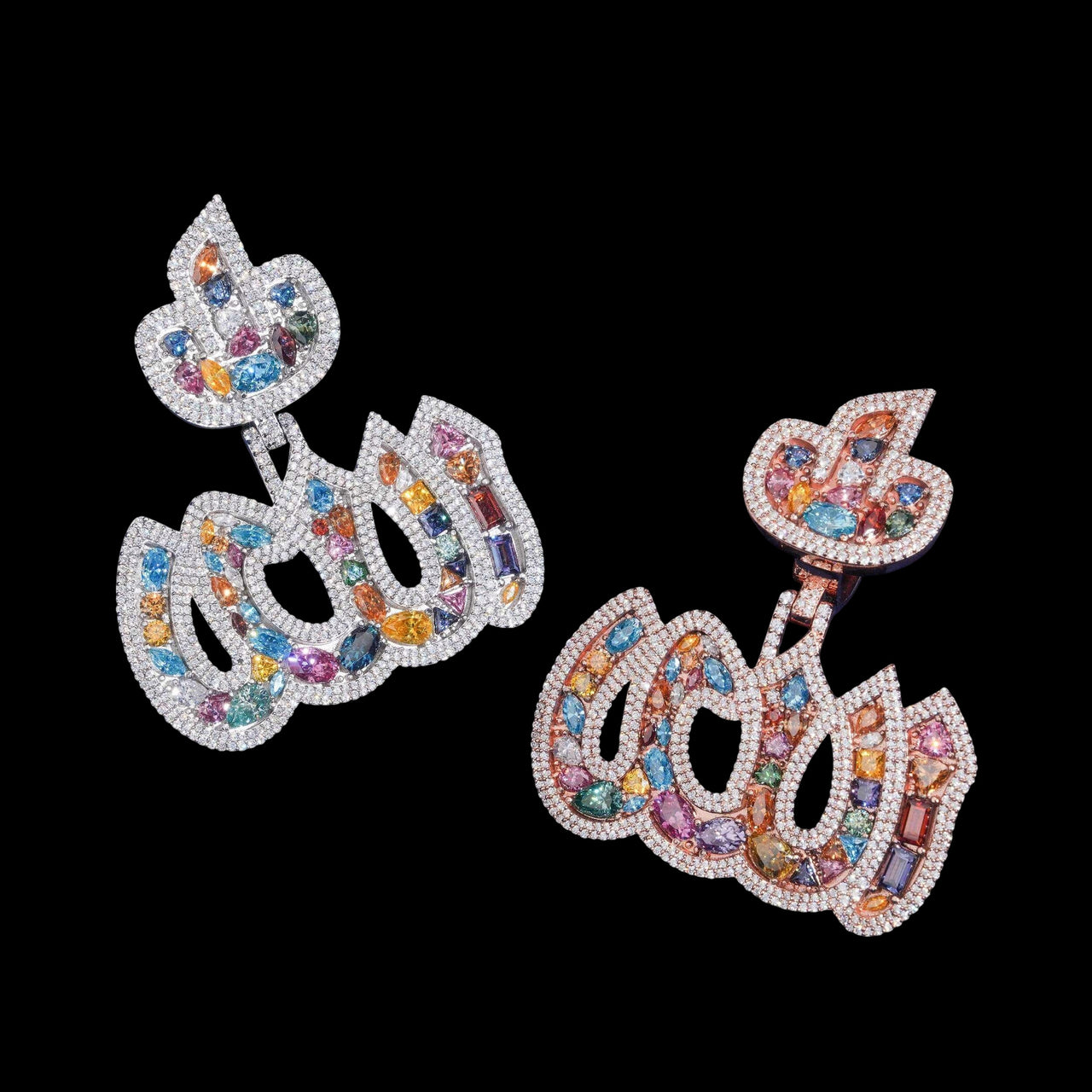 Colgante multicolor Solid Allah con diamantes cultivados