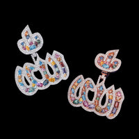 Colgante multicolor Solid Allah con diamantes cultivados