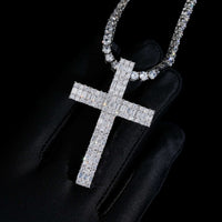Colgante Cruz Baguette Sólido Diamante de Laboratorio – Oro de 14k