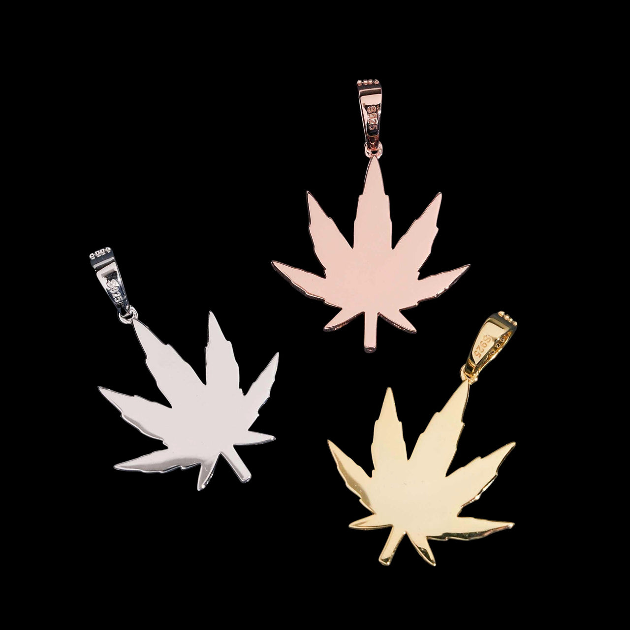Colgante Hoja de Marihuana Diamante de Laboratorio – Oro de 14k