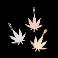 Colgante Hoja de Marihuana Diamante de Laboratorio – Oro de 14k