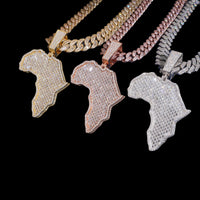 Colgante Mapa de África Diamante de Laboratorio – Oro de 14k
