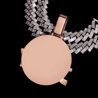 Colgante de Medallón Redondo Personalizado Pesado de 2.5 Pulgadas con Diamante de Laboratorio – Oro de 14k